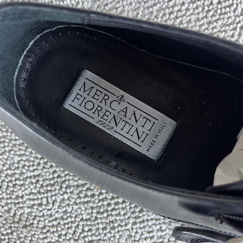 Mercanti Fiorentini Monk Strap Slip On Black Leather Dress Shoes Men's Size 12 - Picture 8 of 11